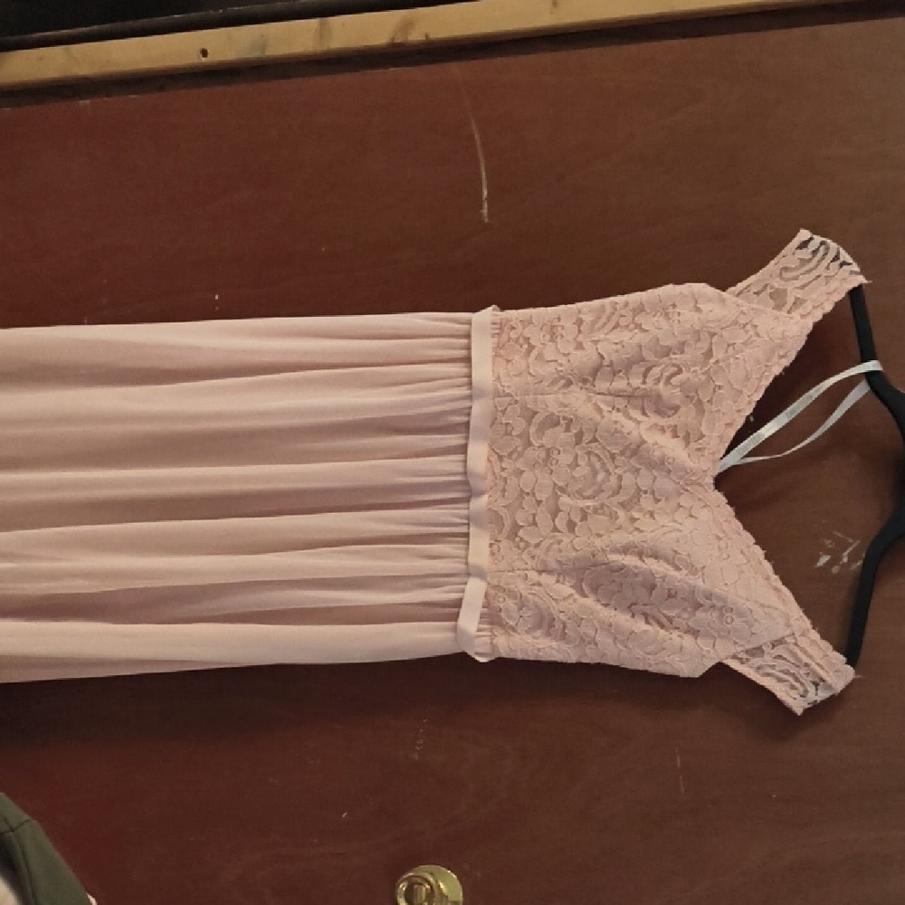 David's Bridal Strapless Pink Lace Dress - Picture 3 of 5